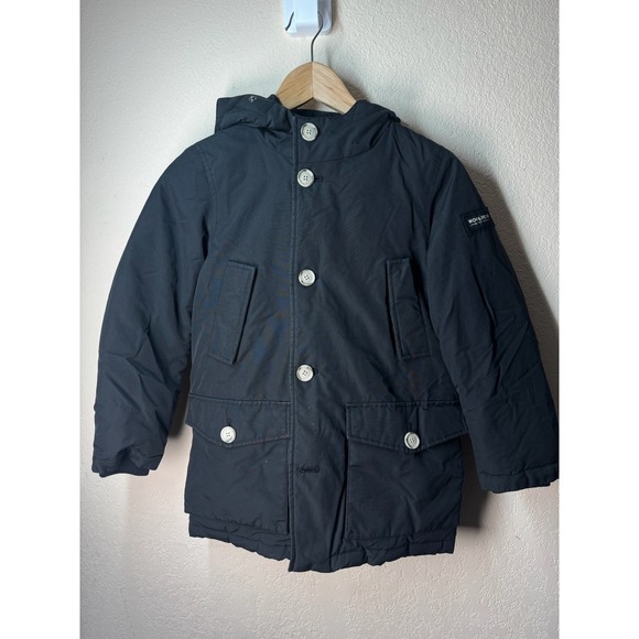 Woolrich Arctic Parka Kids Jacket Down Filled Winter Coat Black Size 8 - Picture 1 of 11